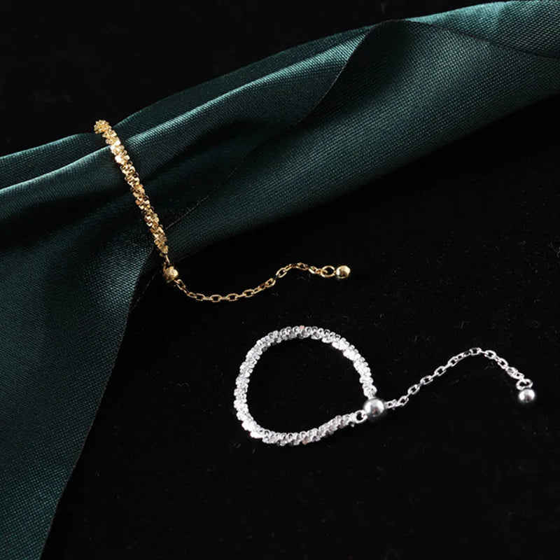 925 Sterling Silver Sparkling Simple Gypsophila Pull Adjustable Flash Ring for Women Anniversary Wedding Party Gift Fine Jewelry K's Collection Store