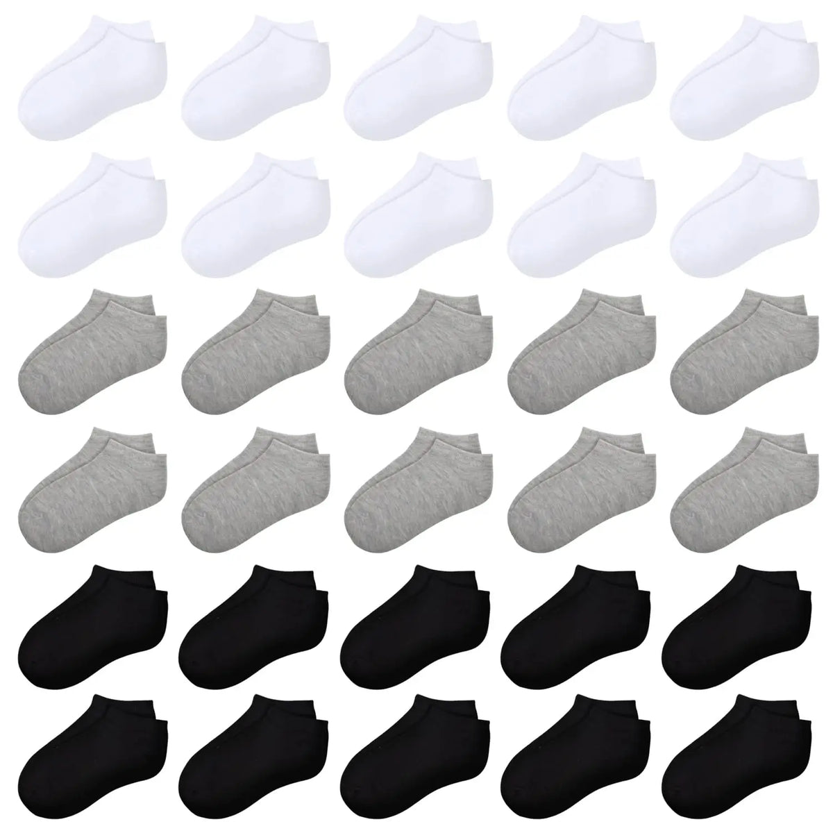 Kids low cut socks multipack, white, gray, and black low ankle styles