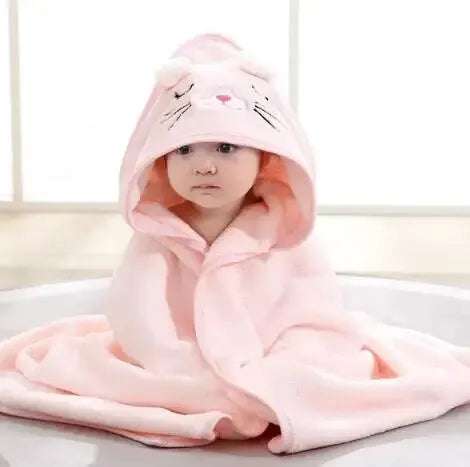 Toddler Bathrobe Infant Bath Towel Boy Girl Blankets Swaddle With Hood Cartoon Coral Fleece Towel Blanket Newborn Kids Bedding K's Collection Store