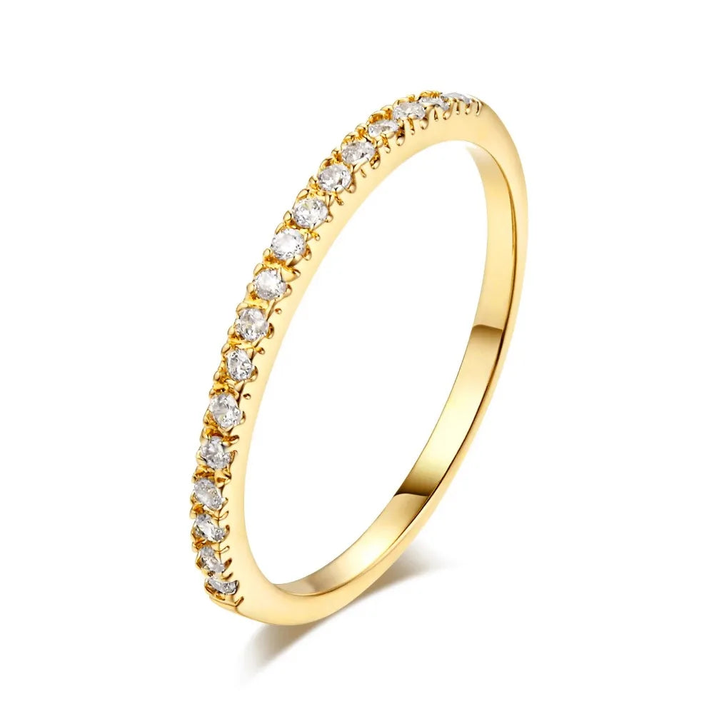 Simple Delicate Trendy Shiny Inlay Zirconia Thin Rings for Women Rose Gold Silver Colour Ring Wedding Accessory Jewelry Gifts K's Collection Store