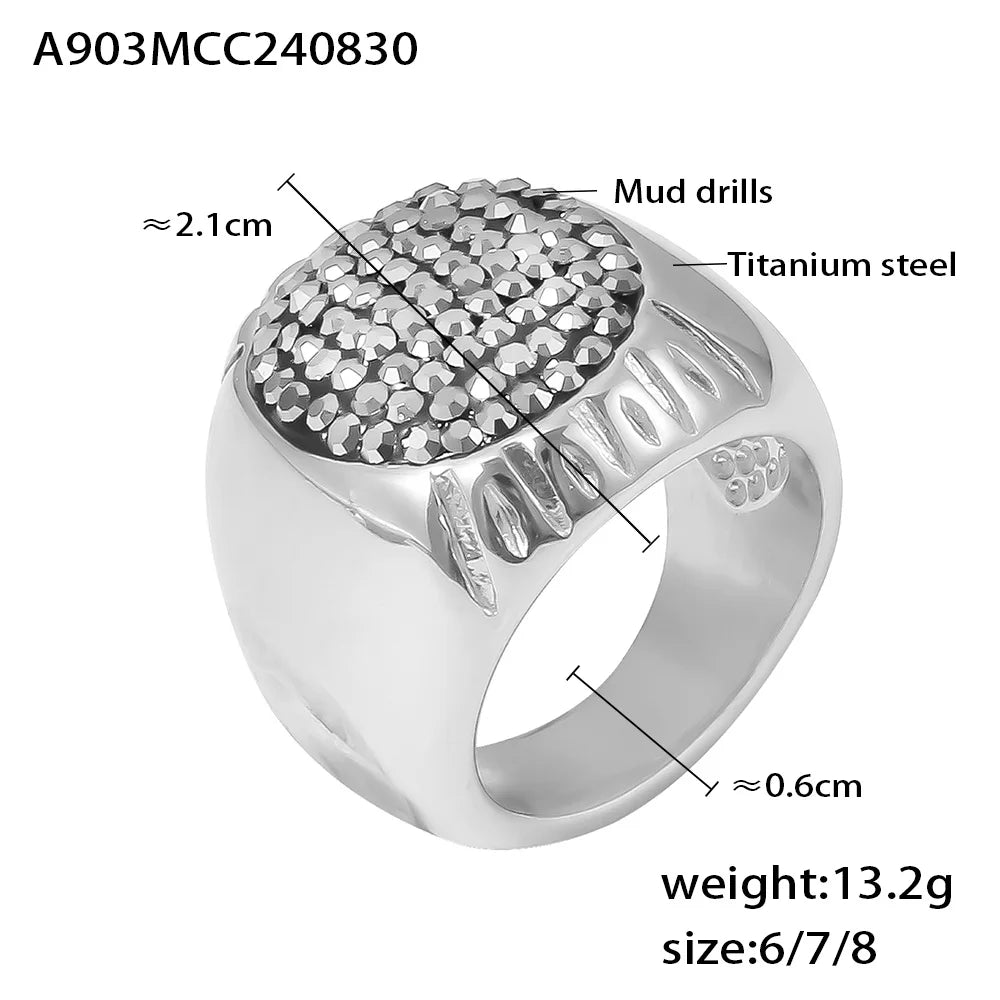Luxury Shiny Rhinestones Beautiful Rings for Women Gold Plated Waterproof Stainless Steel Ring Exaggerate Finger Jewelry Gift K's Collection Store