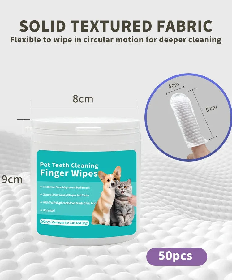 Pet Cleaning Products Disposable Finger Toothbrush Pet Teeth Cleaning Finger Covers Wet Wipes Dog and Cat Oral Cleaning K's Collection Store