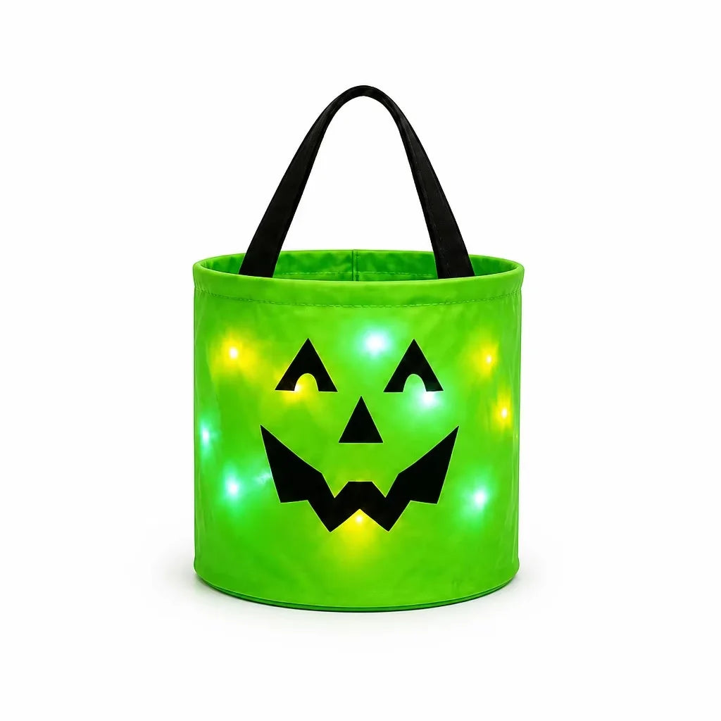 LED Light Up Lights Halloween Pumpkin Candy Bags Gift Suitable For Trick Or Treating Parties Buckets Holiday Event Decorations K's Collection Store