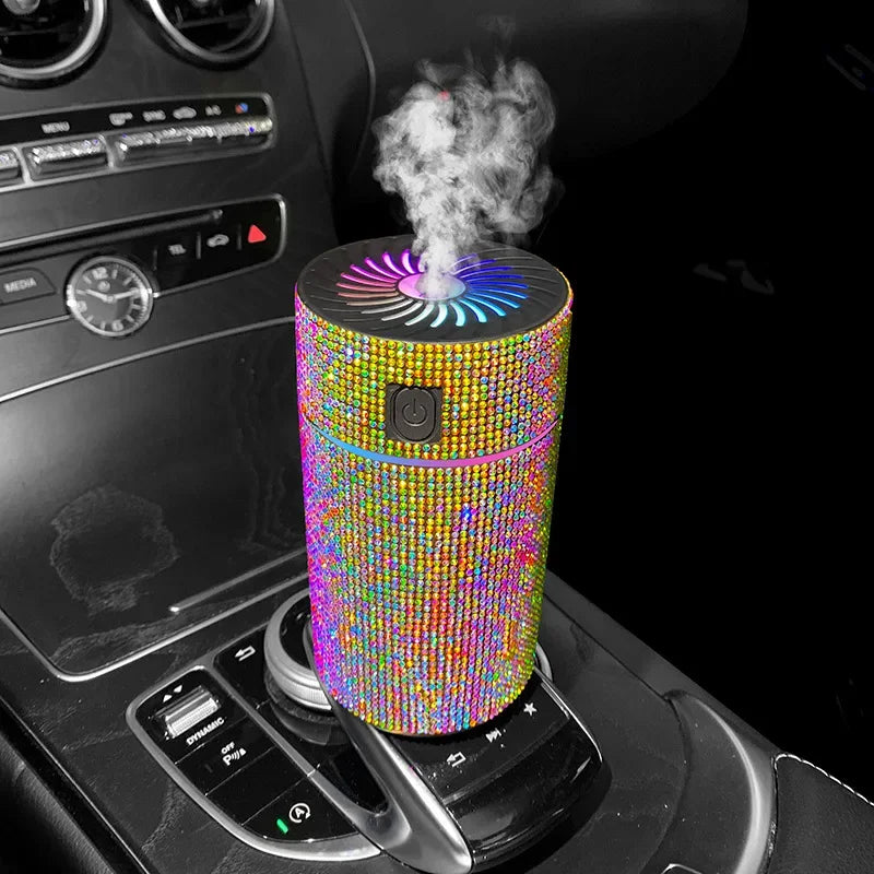 Luxury Diamond Car Diffuser Humidifier with LED Light Auto Air Purifier Aromatherapy Diffuser Air Freshener Car Accessories K's Collection Store