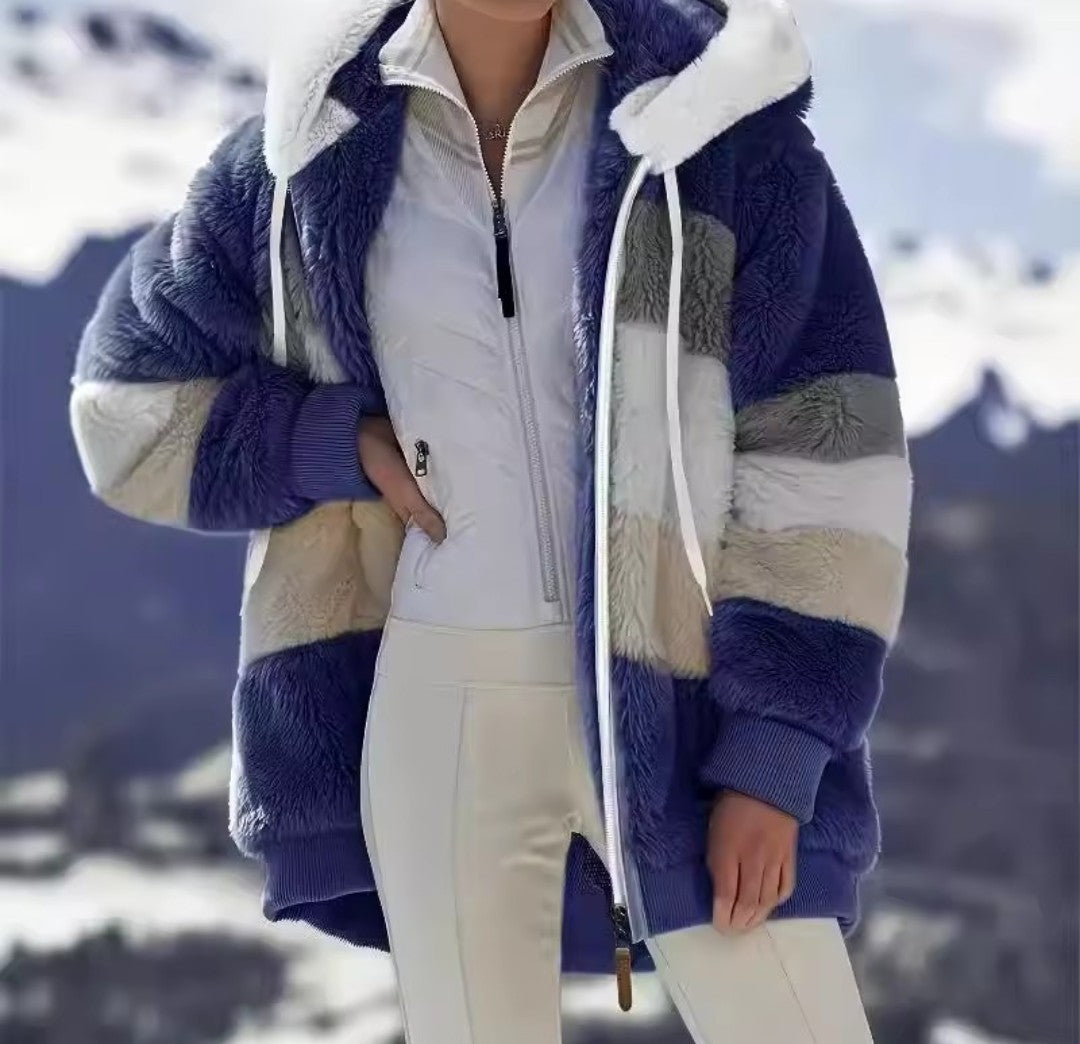 Oversized Hooded Women’s Coat – Warm Plush Cashmere Outerwear K's Collection Store