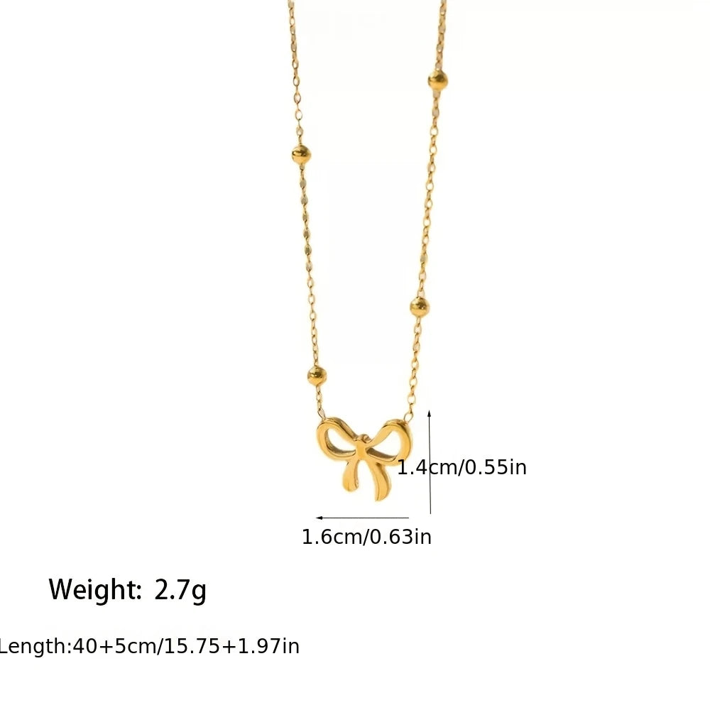 4-piece luxury, lightweight, and fresh bow necklace, bracelet, and earring set, women's high-end banquet jewelry set K's Collection Store