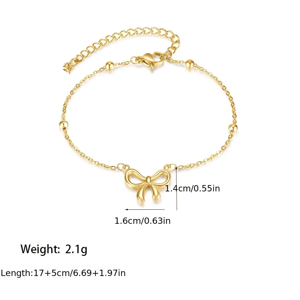 4-piece luxury, lightweight, and fresh bow necklace, bracelet, and earring set, women's high-end banquet jewelry set K's Collection Store
