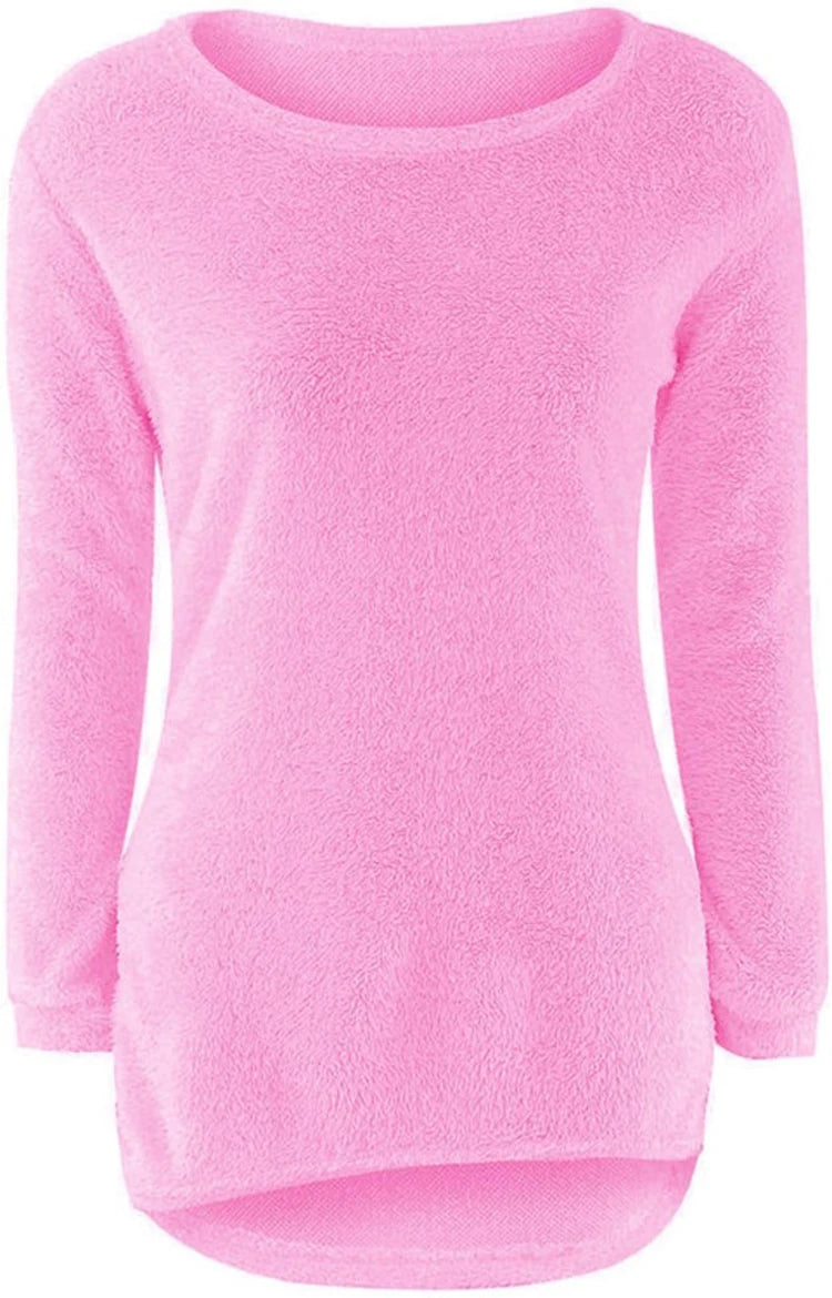 2024 Women Warm Sweaters Solid Color O Neck Loose Knitted Pullover Long Sweater Casual Blouse Lady Hipster Comfortable Clothing K's Collection Store