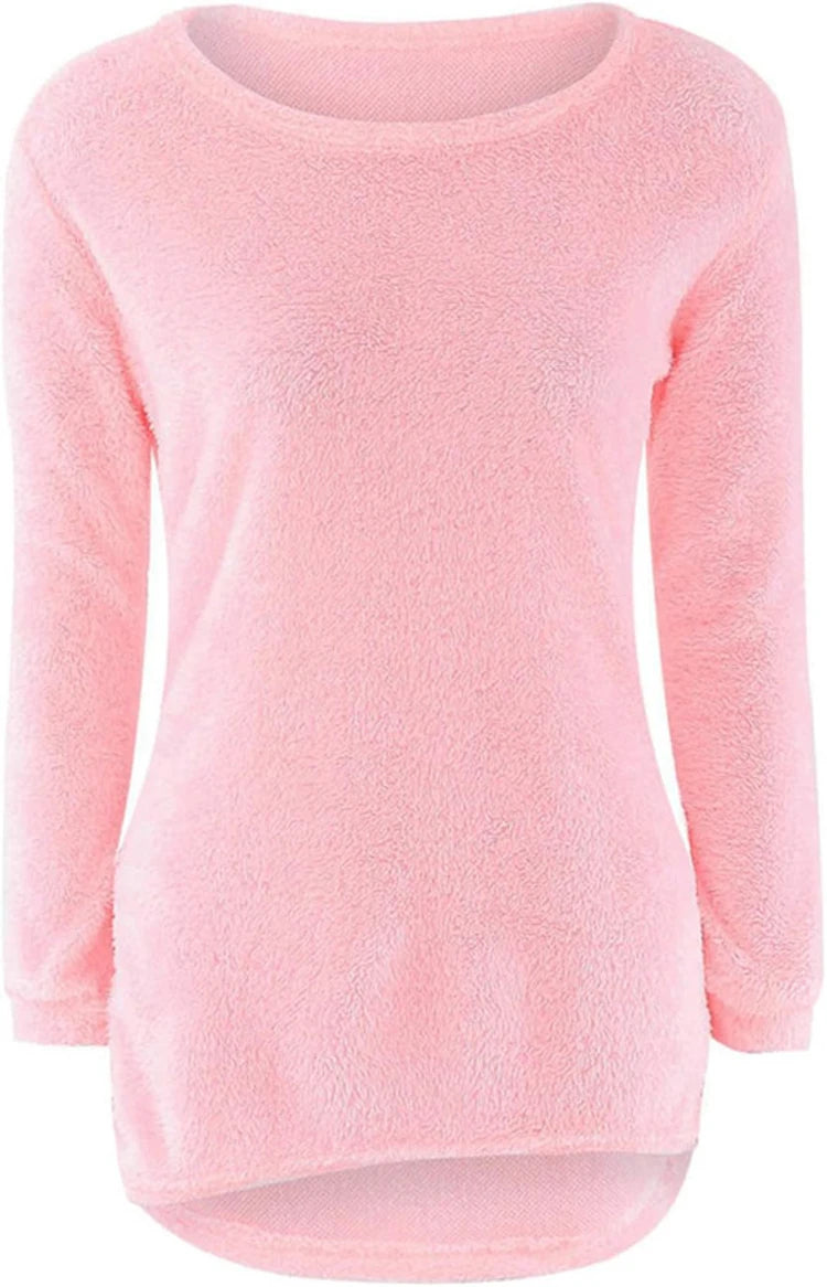 2024 Women Warm Sweaters Solid Color O Neck Loose Knitted Pullover Long Sweater Casual Blouse Lady Hipster Comfortable Clothing K's Collection Store
