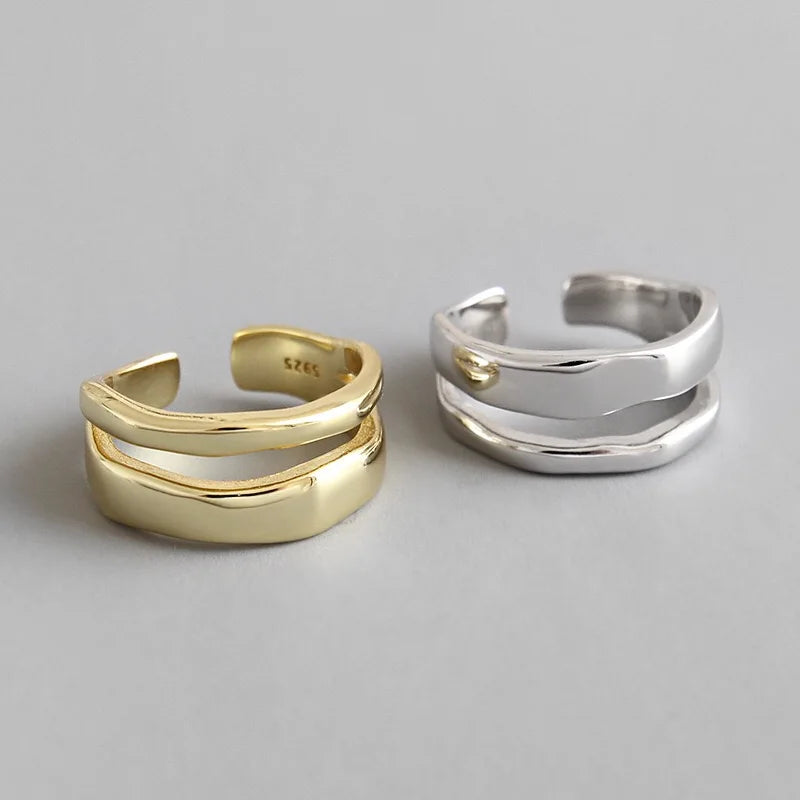 Real 925 sterling silver finger rings for women irregular Trendy fine Jewelry Large Adjustable Antique Rings Anillos K's Collection Store