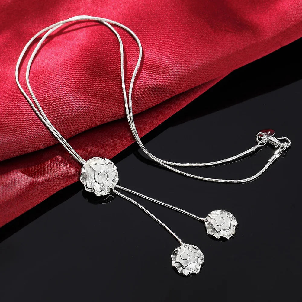 Charm women 925 sterling Silver Jewelry set fine rose flower bangle Bracelets rings necklaces earring stud Party gifts K's Collection Store
