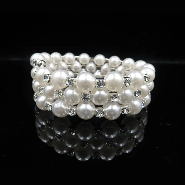 Wedding Bridal Jewelry Set String of Pearls Prom Silver Color Crystal Bracelet Necklace Earrings for Women jewellery sets K's Collection Store