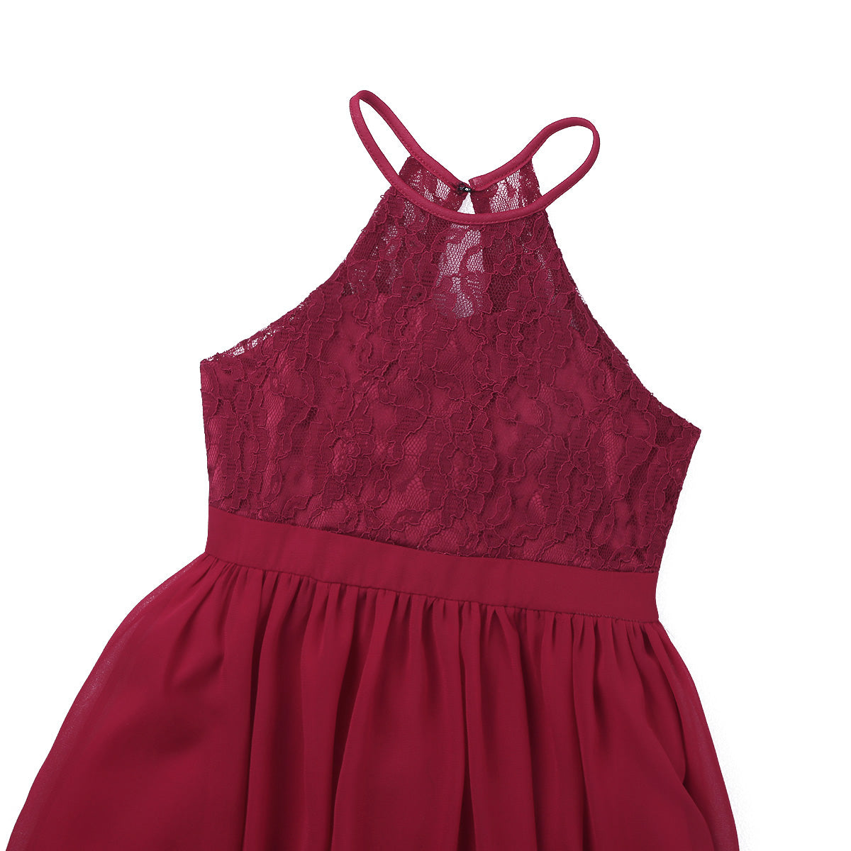 Kids Chiffon Floral Lace Cutout Back Flower Girl Dress Childs Girls Children Wedding Birthday Party Clothes K's Collection Store