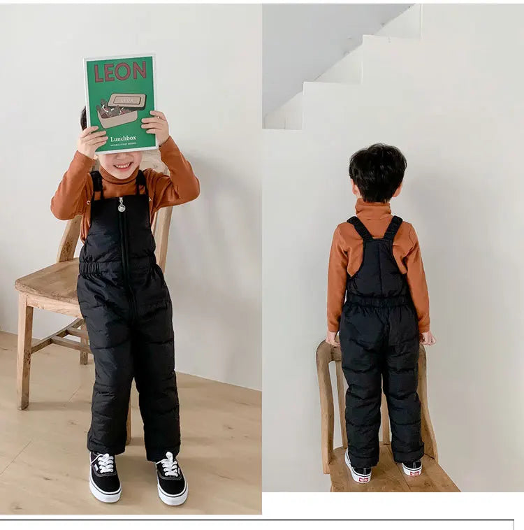 Children Winter Warm Overalls Girls & Boys Winter Thick Pants Cotton Filling Kids Overalls Toddler Baby Ski jumpsuit 1-5 years K's Collection Store