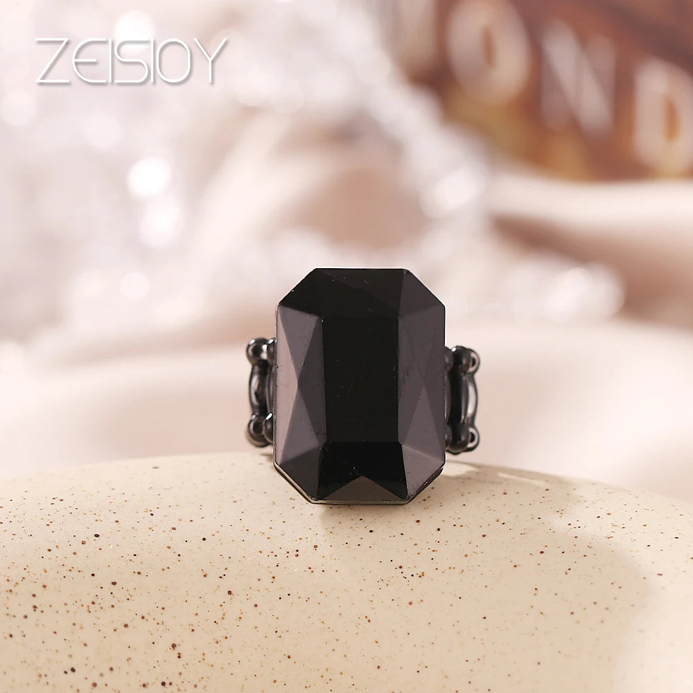 2020 personalized and elegant ladies big ring, big glass stone, multiple colors for women, fashionable elastic elastic finger ri K's Collection Store