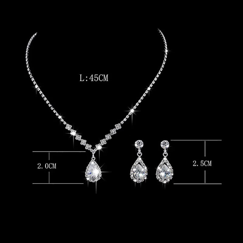Fashion Crystal Bride Jewelry Set Rhinestone Silver-plated Wedding Dress Banquet Necklace Earring Set Ladies Gift K's Collection Store