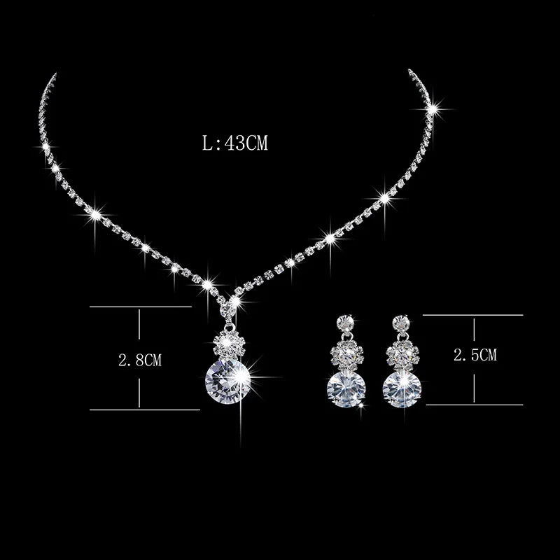 Fashion Crystal Bride Jewelry Set Rhinestone Silver-plated Wedding Dress Banquet Necklace Earring Set Ladies Gift K's Collection Store