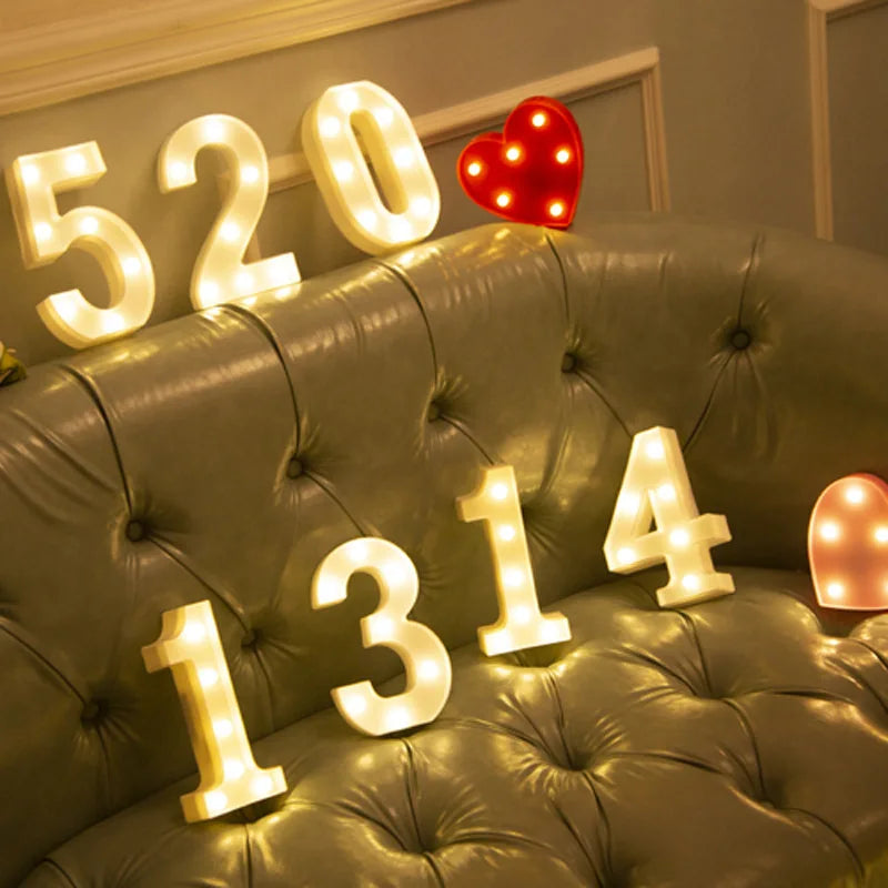 Luxury Alphabet Letter LED Lights Luminous Number Lamp  Battery Night Light for Home Wedding Birthday Christmas Party Decoration K's Collection Store