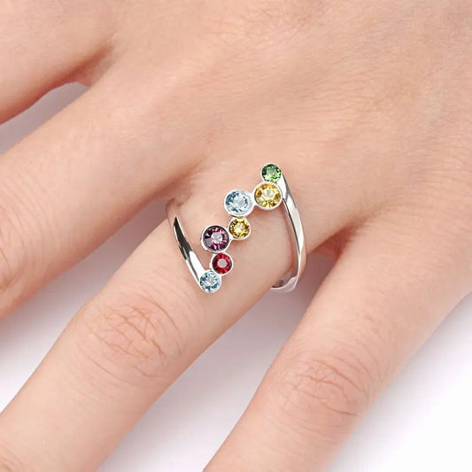 Women's Elegant Fingure Ring Inlaid With Round Rhinestone Colorful Rings Shiny Crystal Charming Jewelry Classical Rings K's Collection Store