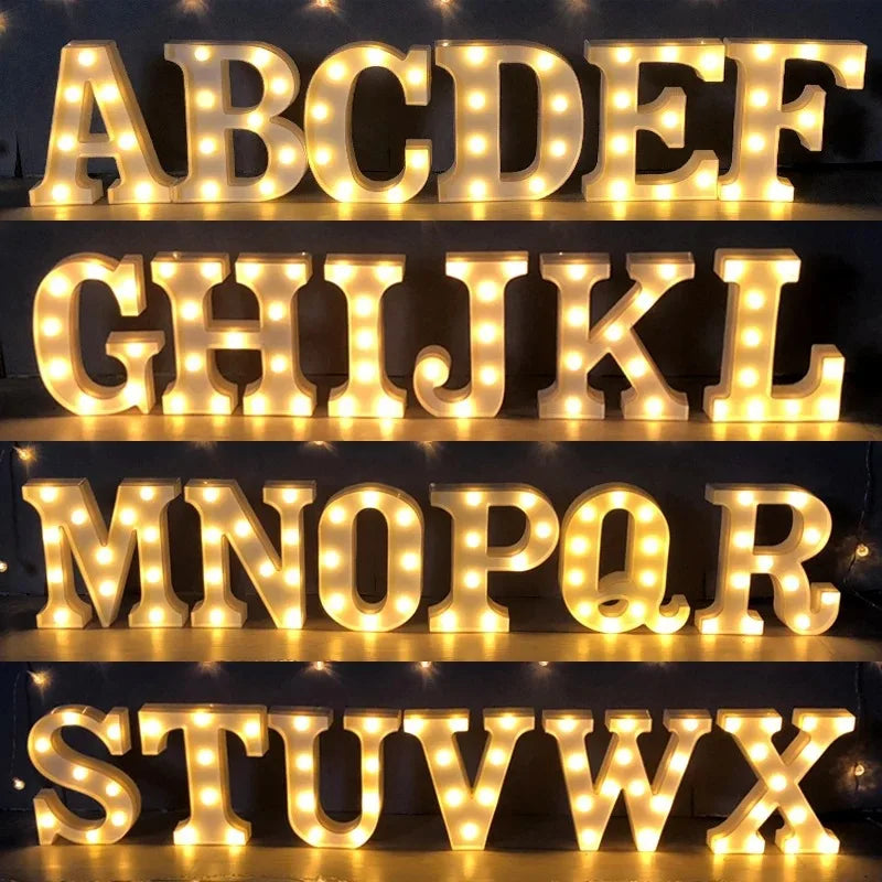 Luxury Alphabet Letter LED Lights Luminous Number Lamp  Battery Night Light for Home Wedding Birthday Christmas Party Decoration K's Collection Store