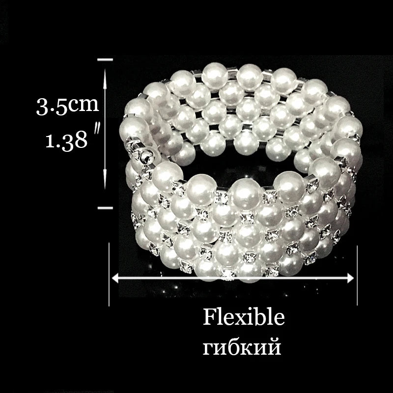 Wedding Bridal Jewelry Set String of Pearls Prom Silver Color Crystal Bracelet Necklace Earrings for Women jewellery sets K's Collection Store