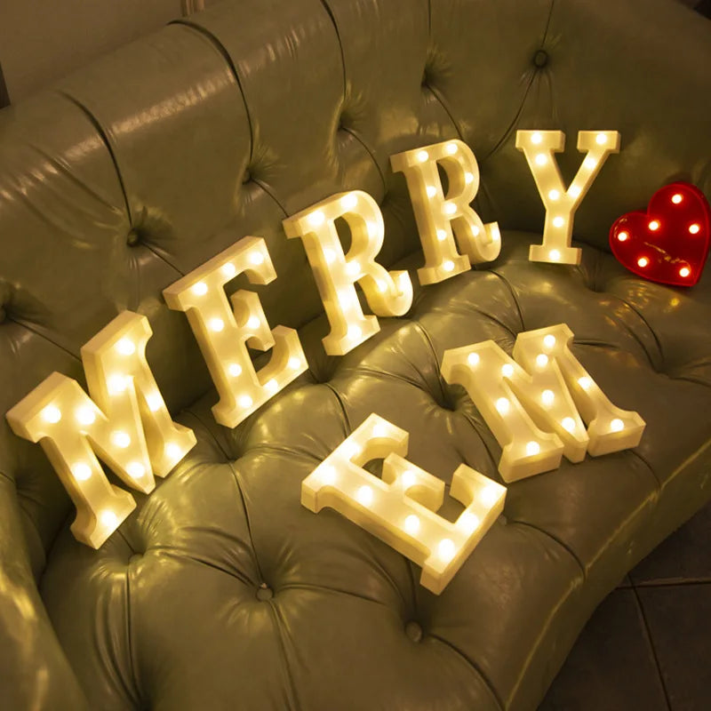 Luxury Alphabet Letter LED Lights Luminous Number Lamp  Battery Night Light for Home Wedding Birthday Christmas Party Decoration K's Collection Store