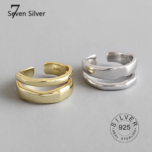 Real 925 sterling silver finger rings for women irregular Trendy fine Jewelry Large Adjustable Antique Rings Anillos K's Collection Store