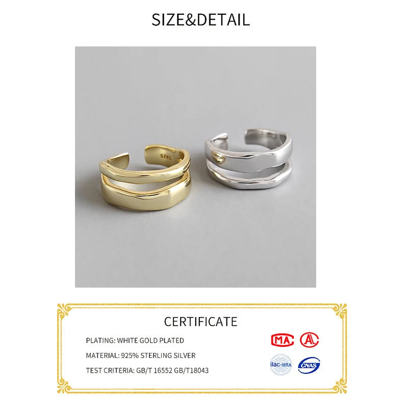 Real 925 sterling silver finger rings for women irregular Trendy fine Jewelry Large Adjustable Antique Rings Anillos K's Collection Store