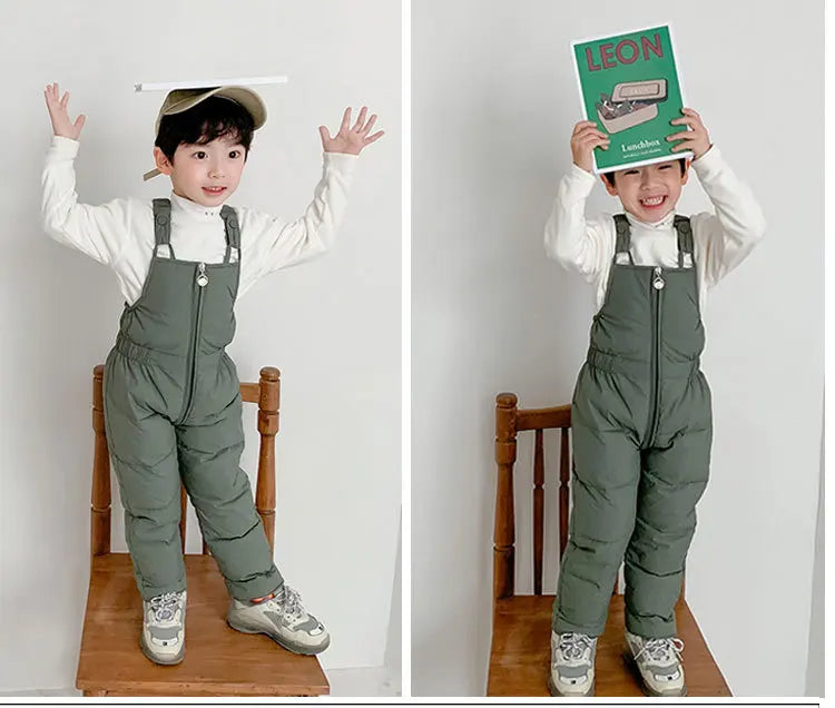 Children Winter Warm Overalls Girls & Boys Winter Thick Pants Cotton Filling Kids Overalls Toddler Baby Ski jumpsuit 1-5 years K's Collection Store
