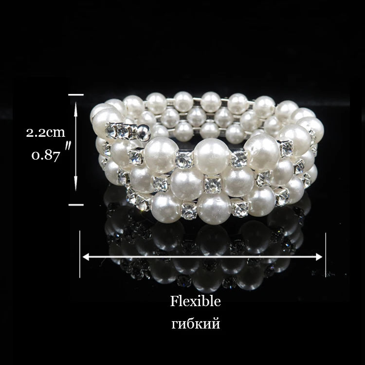 Wedding Bridal Jewelry Set String of Pearls Prom Silver Color Crystal Bracelet Necklace Earrings for Women jewellery sets K's Collection Store