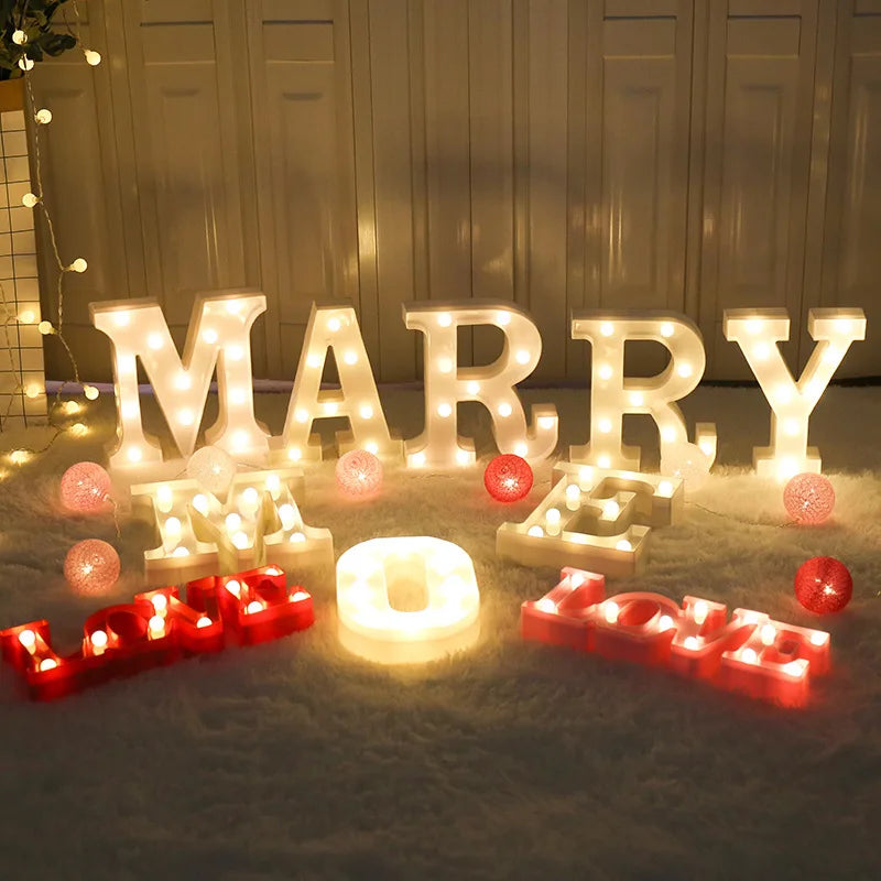 Luxury Alphabet Letter LED Lights Luminous Number Lamp  Battery Night Light for Home Wedding Birthday Christmas Party Decoration K's Collection Store