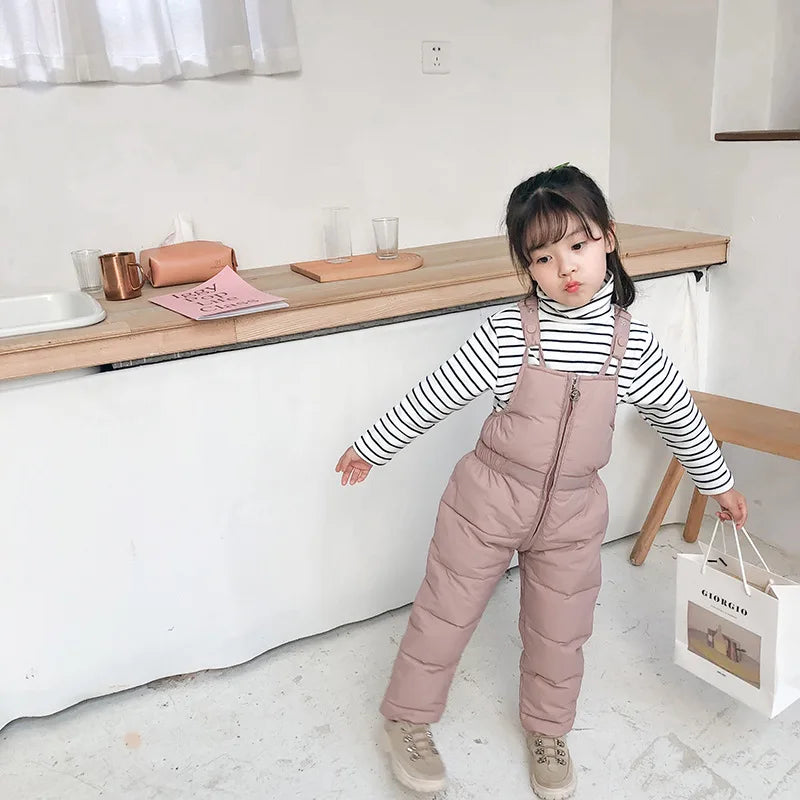 Children Winter Warm Overalls Girls & Boys Winter Thick Pants Cotton Filling Kids Overalls Toddler Baby Ski jumpsuit 1-5 years K's Collection Store