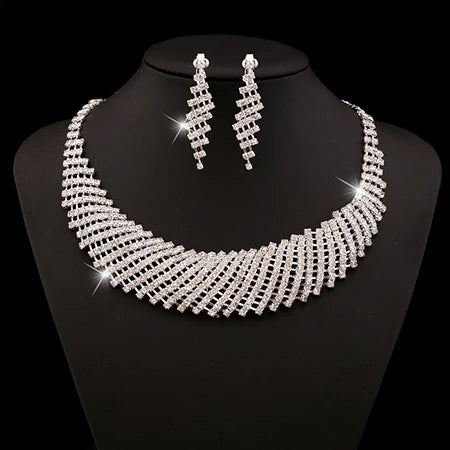 Luxurious Wedding Jewelry Sets for Bridal Bridesmaid Jewelery Drop Earring Necklace Austria Crystal Wholesale Gift K's Collection Store