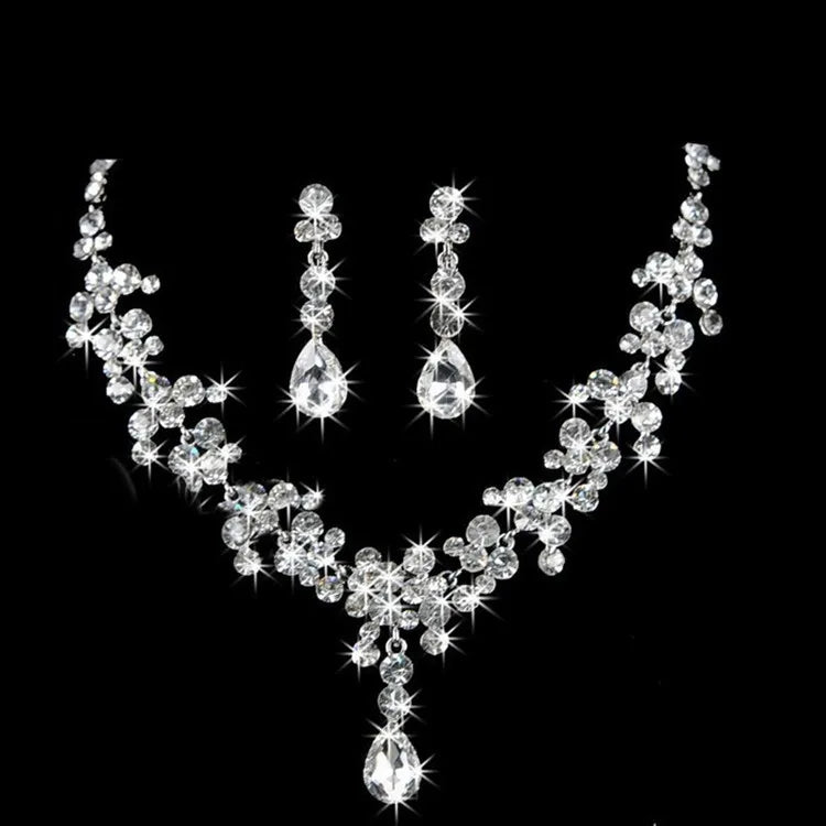 Luxurious Wedding Jewelry Sets for Bridal Bridesmaid Jewelery Drop Earring Necklace Austria Crystal Wholesale Gift K's Collection Store