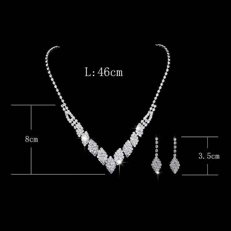 Fashion Crystal Bride Jewelry Set Rhinestone Silver-plated Wedding Dress Banquet Necklace Earring Set Ladies Gift K's Collection Store