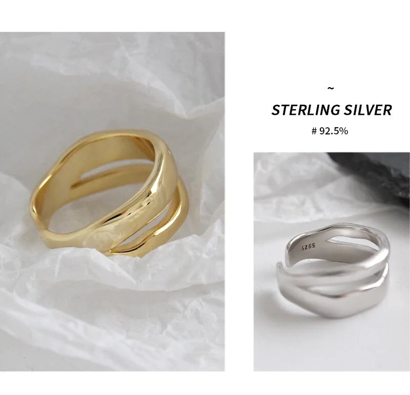 Real 925 sterling silver finger rings for women irregular Trendy fine Jewelry Large Adjustable Antique Rings Anillos K's Collection Store