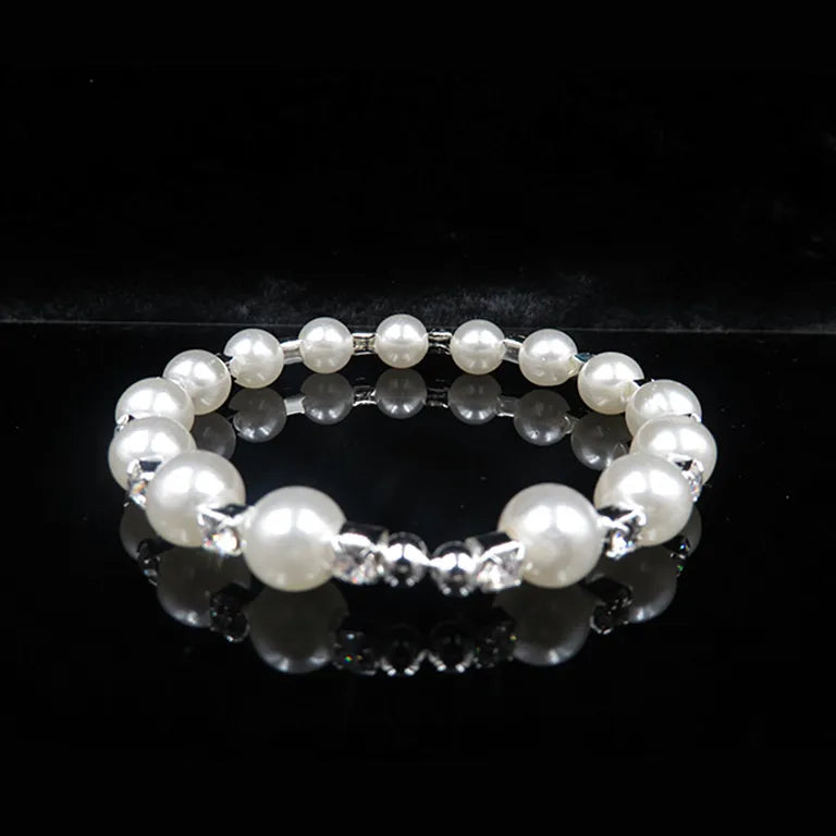 Wedding Bridal Jewelry Set String of Pearls Prom Silver Color Crystal Bracelet Necklace Earrings for Women jewellery sets K's Collection Store