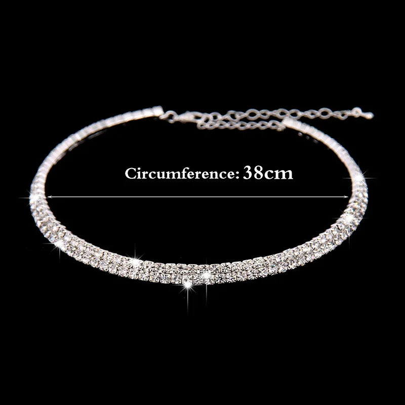 Fashion Crystal Bride Jewelry Set Rhinestone Silver-plated Wedding Dress Banquet Necklace Earring Set Ladies Gift K's Collection Store