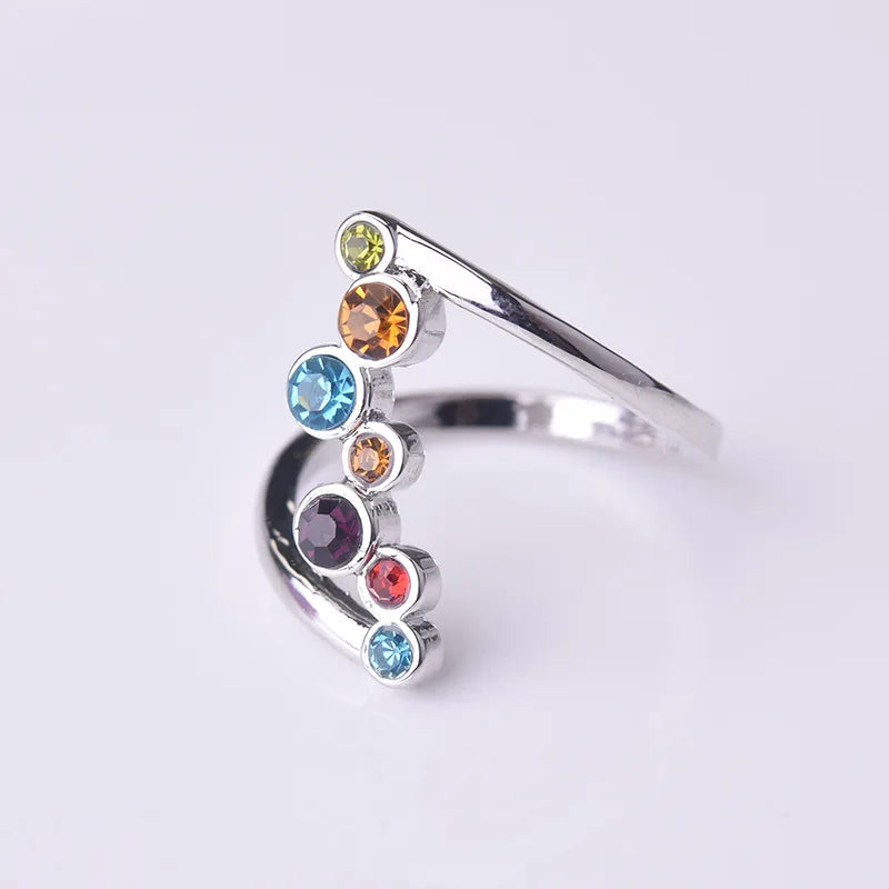 Women's Elegant Fingure Ring Inlaid With Round Rhinestone Colorful Rings Shiny Crystal Charming Jewelry Classical Rings K's Collection Store