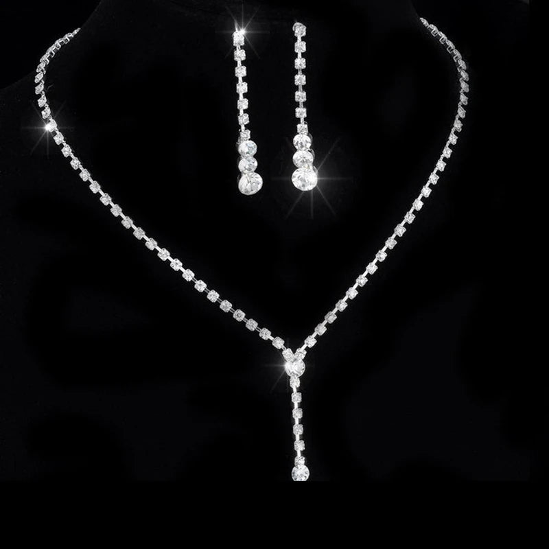 Women's Silver Color Fashion Wedding Jewelry Luxury Crystal Pearl Necklace/Bracelet/Ring/Earrings Ladies Jewelry Sets for Bridal K's Collection Store