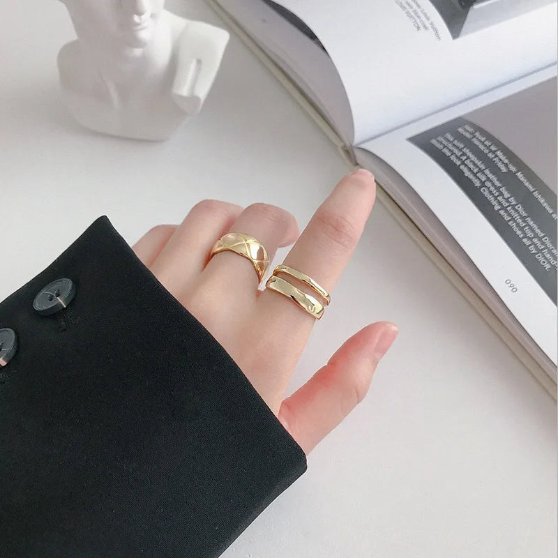 Real 925 sterling silver finger rings for women irregular Trendy fine Jewelry Large Adjustable Antique Rings Anillos K's Collection Store