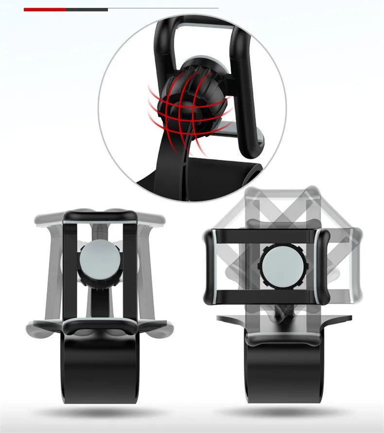 360° rotatable black phone holder mount with spring chuck base and side clamps