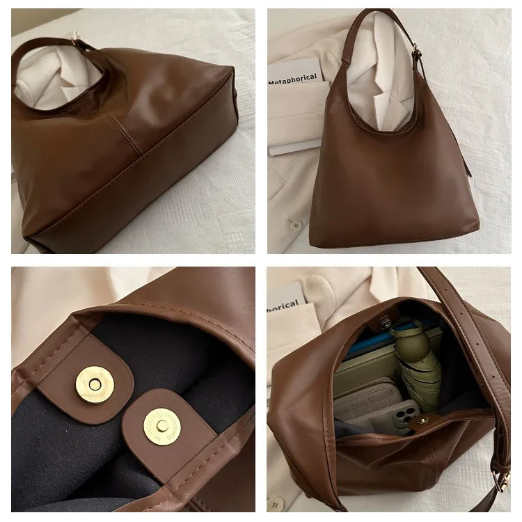 Large capacity commuting new winter popular 2025 solid color simple versatile fashion high sense texture casual single shoulder K's Collection Store