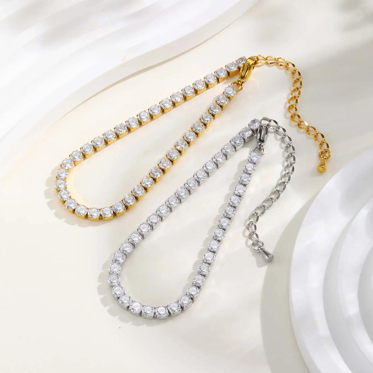 Classic Charm Tennis Bracelet for Women, AAA Zircon Stainless Steel Chain Bracelet, Wedding Birthday Party Jewelry Waterproof K's Collection Store