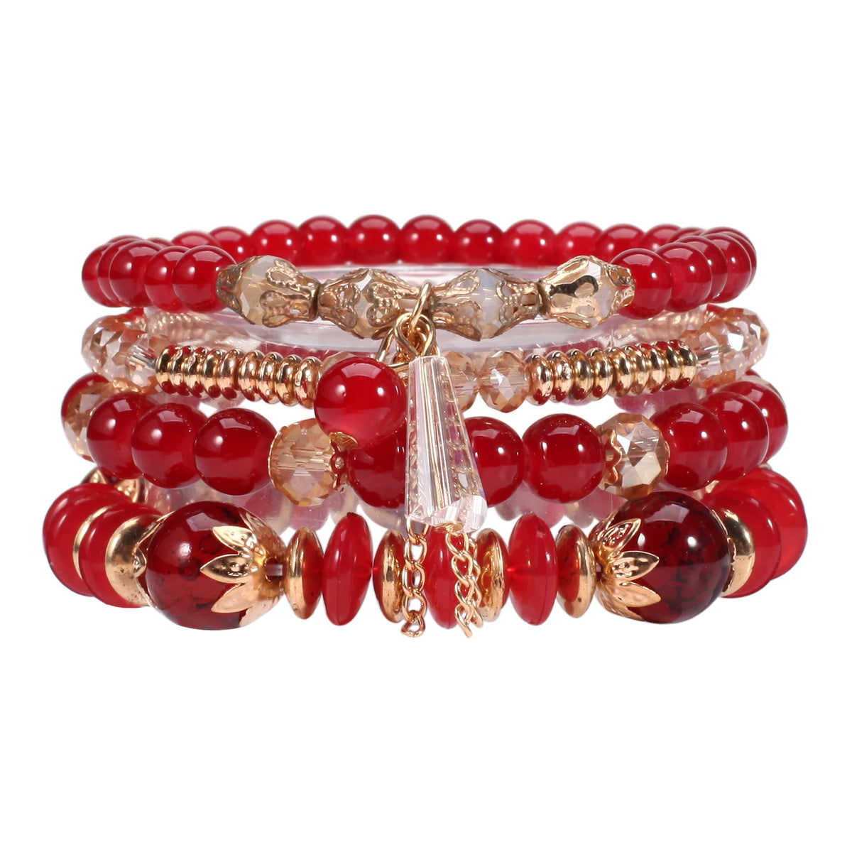 Bohemian Stackable Bead Bracelets for Women Multilayered Bracelet Pendant Charm Stretch Bangles K's Collection Store