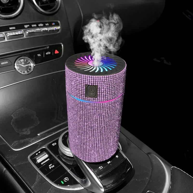 Luxury Diamond Car Diffuser Humidifier with LED Light Auto Air Purifier Aromatherapy Diffuser Air Freshener Car Accessories K's Collection Store