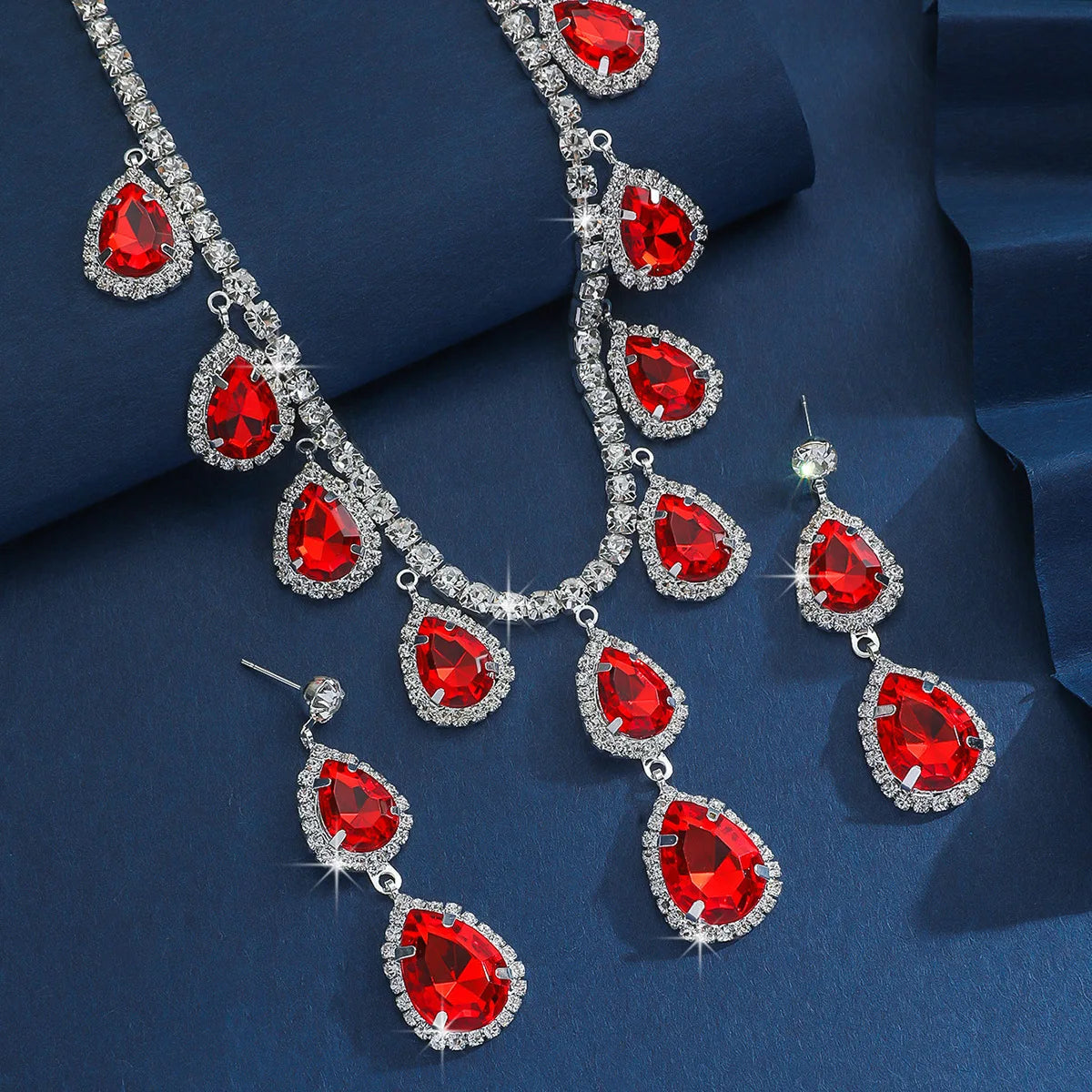 Women's Elegant Crystal Decorated Jewelry Set Trendy Pendant Necklace & Dangle Earrings Jewelry Set for Daily Clothing Decor K's Collection Store