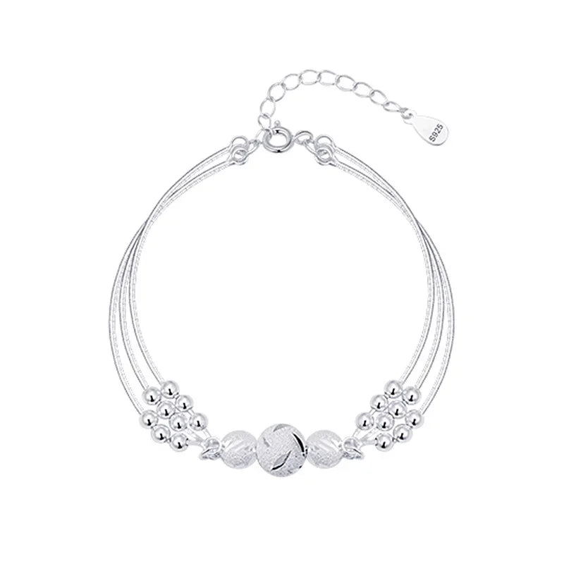 Fine 925 Sterling Silver Bead Charm Bracelet For Women Girls Lady cute Wedding Party Bohemian Fashion Jewelry Gift noble y2k K's Collection Store