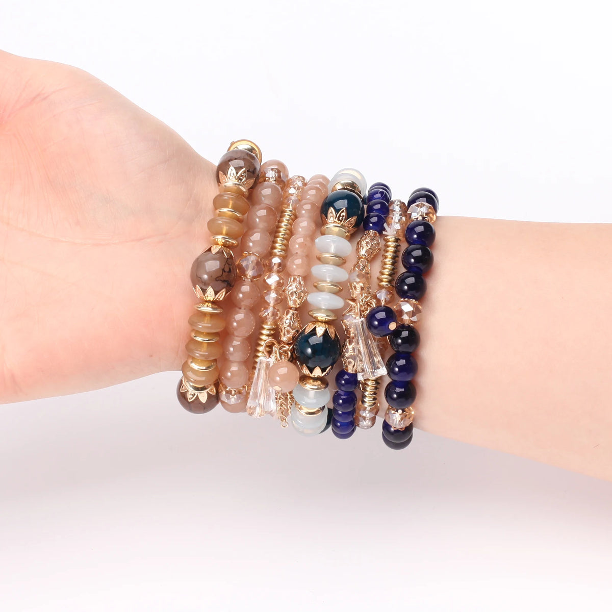 Bohemian Stackable Bead Bracelets for Women Multilayered Bracelet Pendant Charm Stretch Bangles K's Collection Store