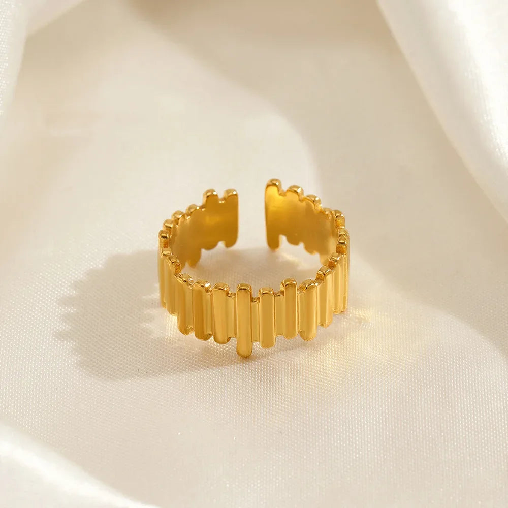 New Trendy Stainless Steel Geometric Rings for Women Gold Color Minimalist Adjustable Finger Rings Wedding Party Jewelry Gifts K's Collection Store